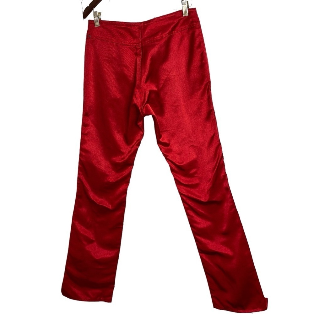 Vintage 90s LORDS Red Rockstar Lace-Up Pants Waist 30 Made in Los Angeles - Picture 2 of 10